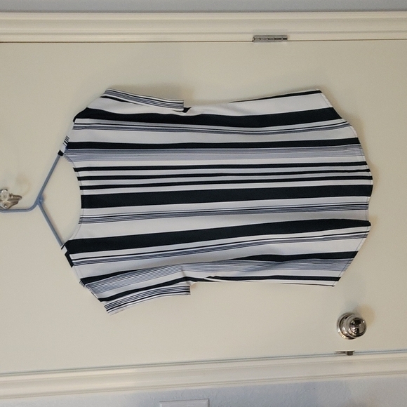 Vintage Vertical Stripe Half Zip High-Low Short Sleeve Nautical Tunic XL - Picture 7 of 10